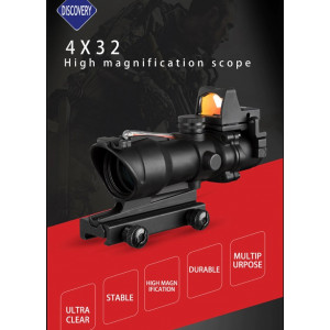Призматичен прицел Discovery ACOG 4x32 с бързомерец RMR Red Dot